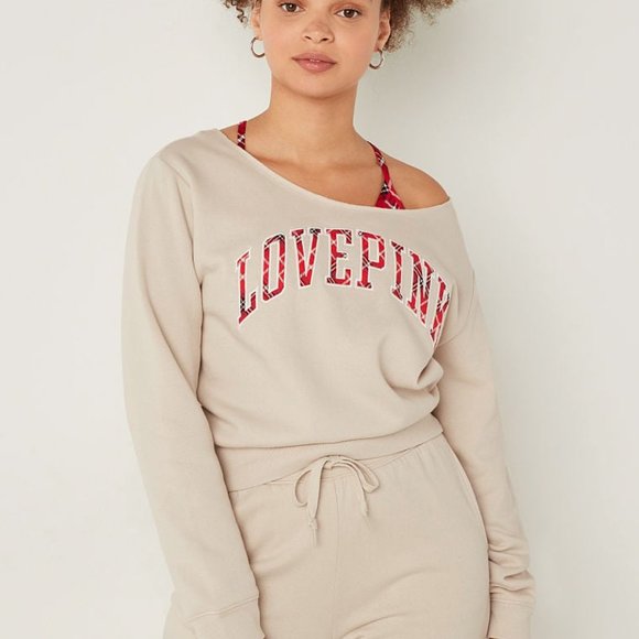 VICTORIA'S SECRET PINK FLEECE CROPPED SWEATSHIRT- NWT - Picture 1 of 4